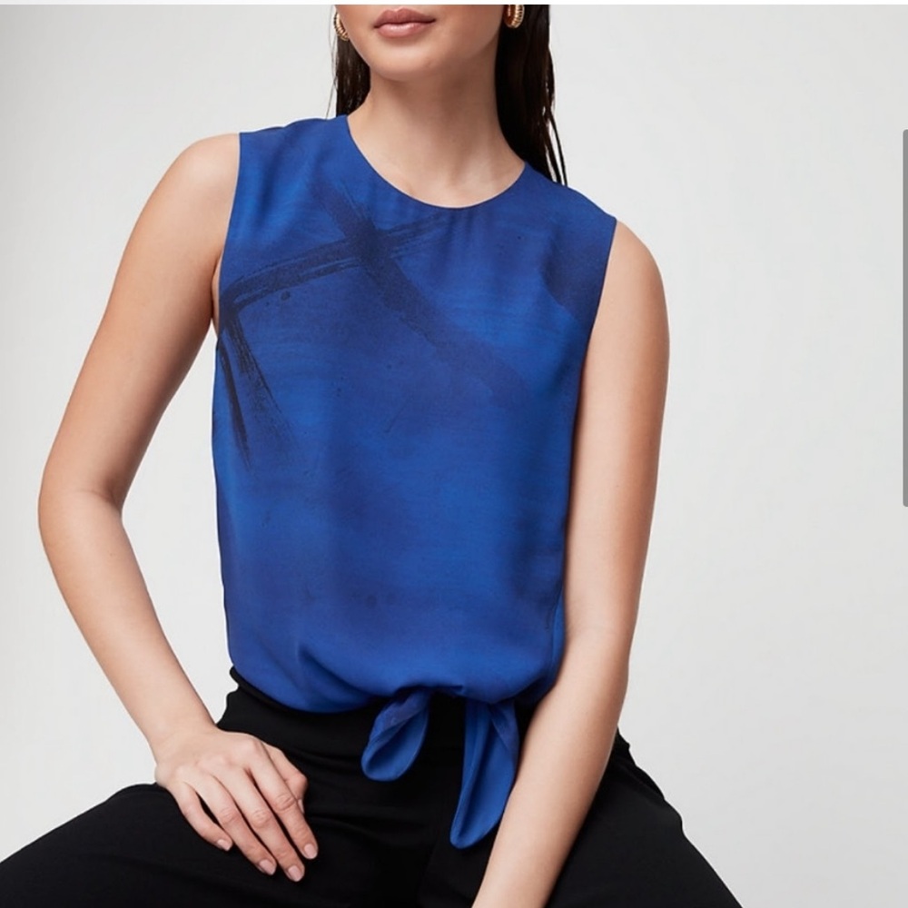Aritzia Babaton Hopkins tie blouse blue L
